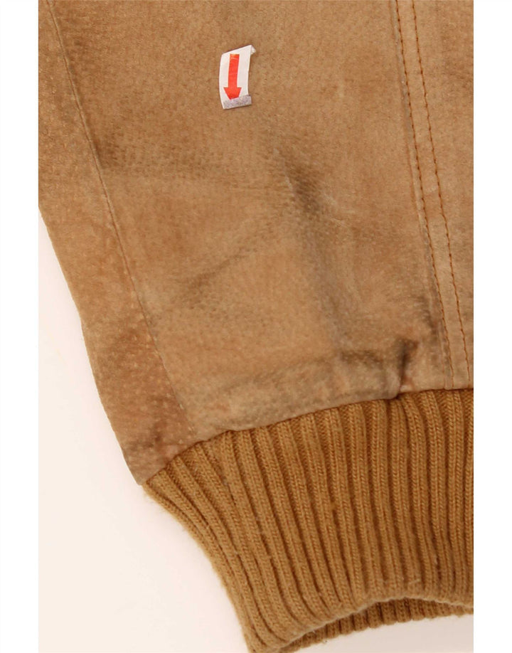 Jaqueta de camurça masculina vintage UK 42 2XL couro bege
