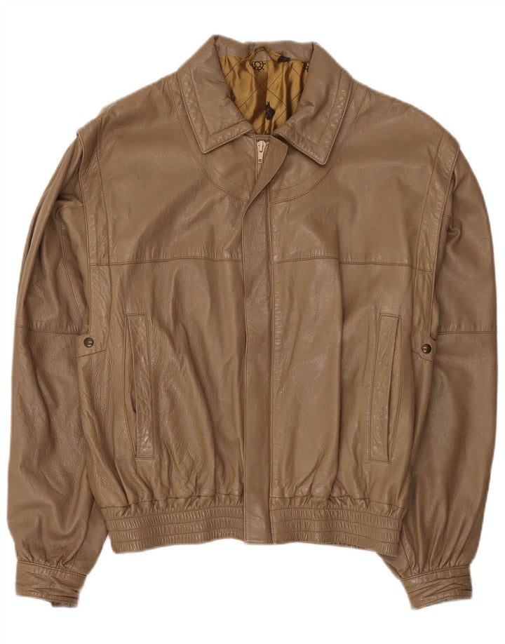 Jaqueta de couro masculina vintage UK 38 bege médio