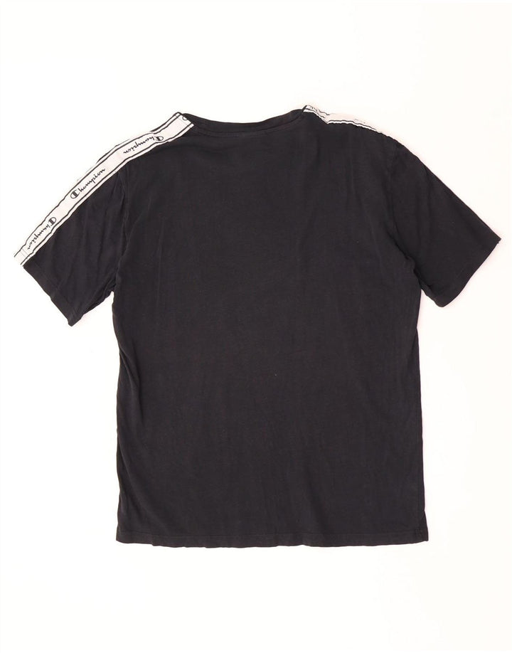 Camiseta gráfica masculina Champion Top médio preto colorblock
