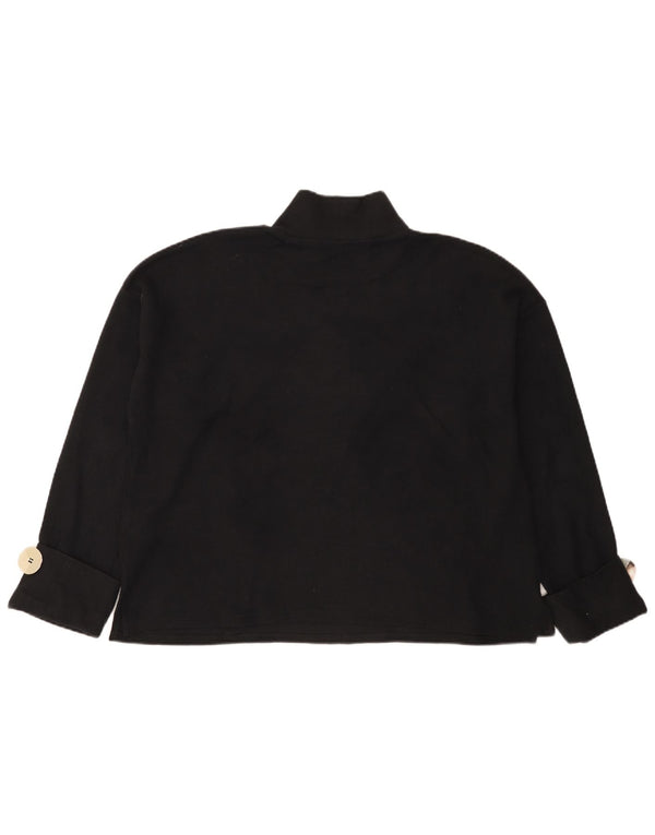 Zara Top feminino oversized manga comprida Reino Unido 14 algodão preto médio