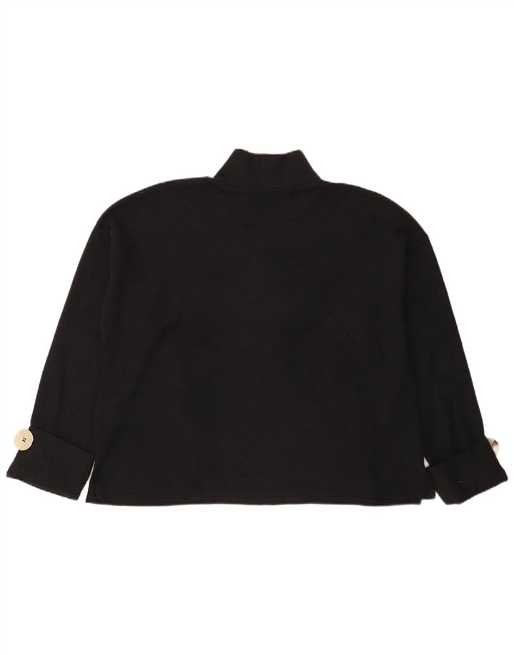 Zara Top feminino oversized manga comprida Reino Unido 14 algodão preto médio