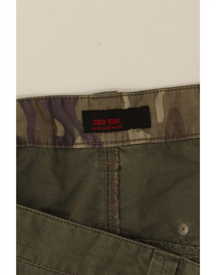ZARA Mens Cargo Shorts EU 46 XL W36 Algodão Cáqui