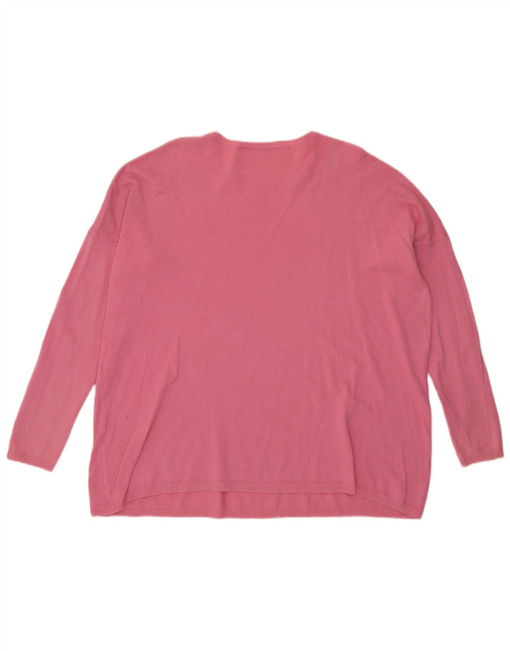Zara Suéter feminino oversized com gola redonda Reino Unido 14 rosa médio