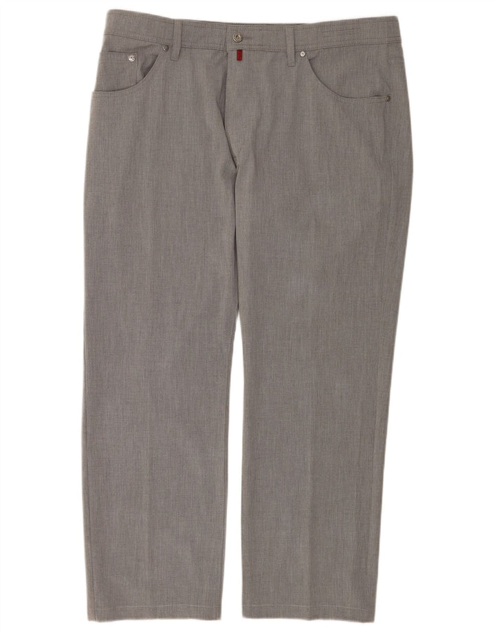 Pierre Cardin Calça masculina reta casual W40 L30 cinza poliéster