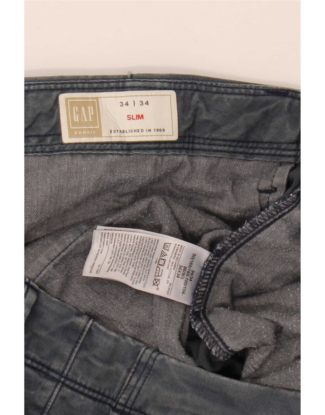 Calça Chino Slim Masculina Gap W34 L34 Algodão Cinza