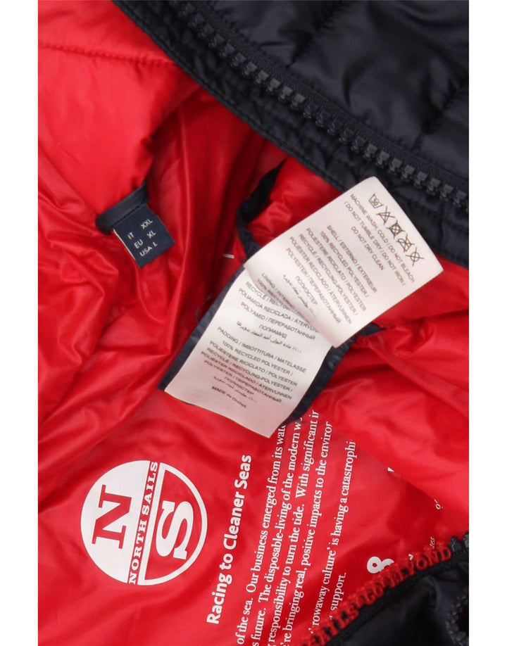Jaqueta masculina acolchoada com capuz North Sails UK 42 XL azul marinho poliéster