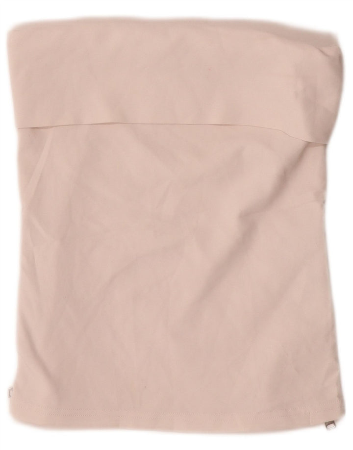 Zara Womens Crop Strapless Top UK 12 Poliéster Bege Médio