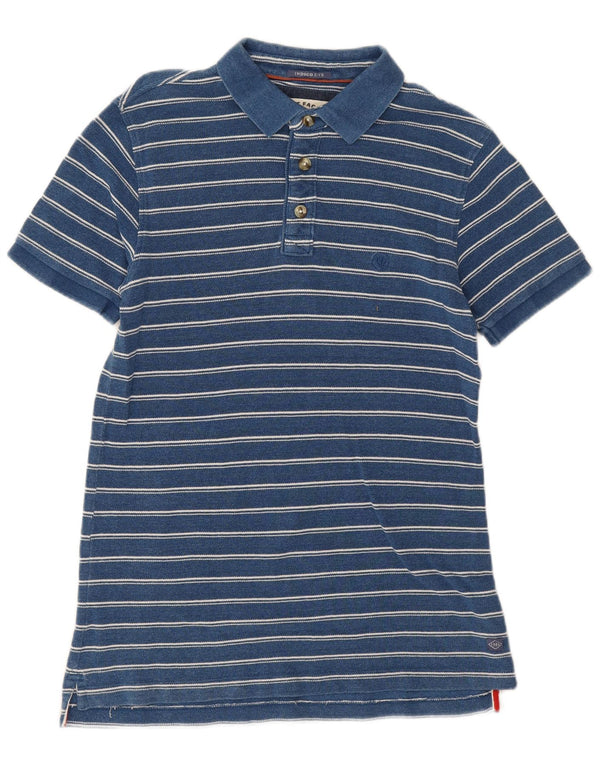 Camisa polo masculina FAT FACE pequena listrada azul de algodão