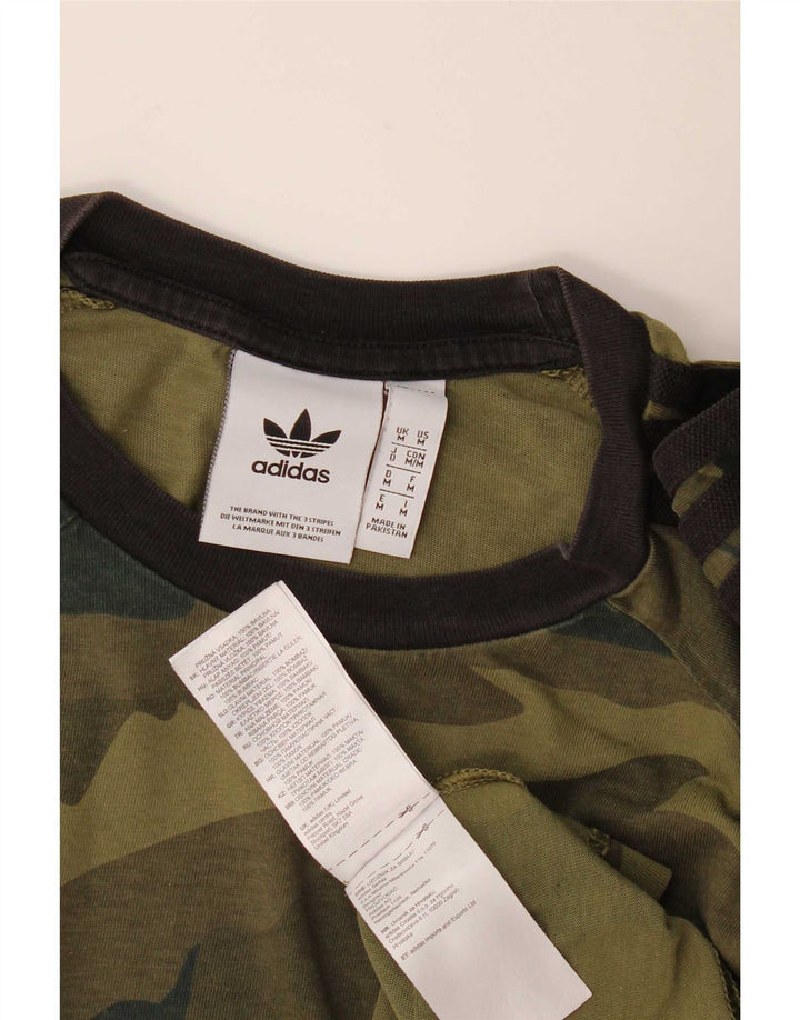Camiseta masculina Adidas Top médio cáqui algodão camuflado
