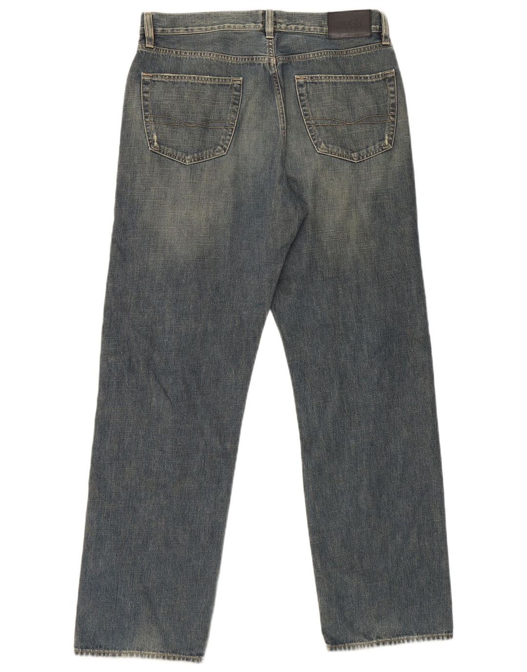 Hugo Boss Mens Straight Jeans W34 L32 Azul Algodão