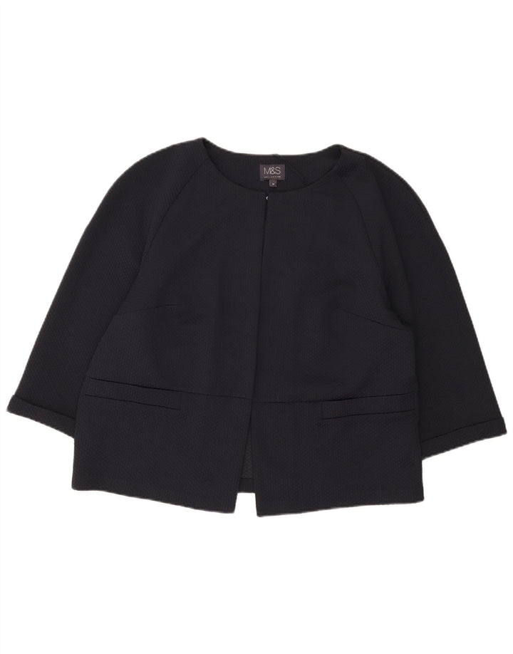 Jaqueta Blazer Marks & Spencer Feminina Crop Manga 3/4 Reino Unido 16 Grande Azul Marinho
