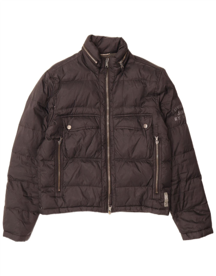 Jaqueta masculina acolchoada com capuz Calvin Klein Jeans Reino Unido 38 poliamida preta média