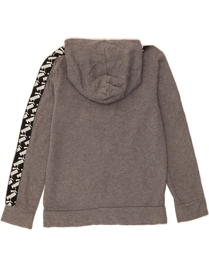 PUMA Boys Graphic Hoodie Jumper 14-15 Years Grey Cotton Vintage Puma and Second-Hand Puma from Messina Hembry 