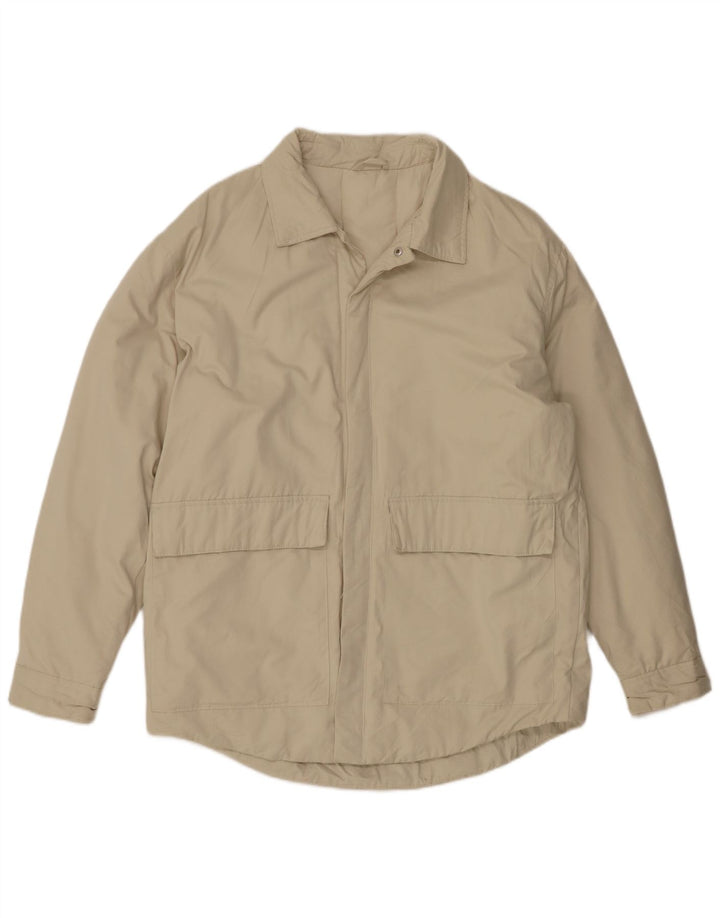 Zara Mens Bomber Jacket UK 40 Grande Poliéster Bege