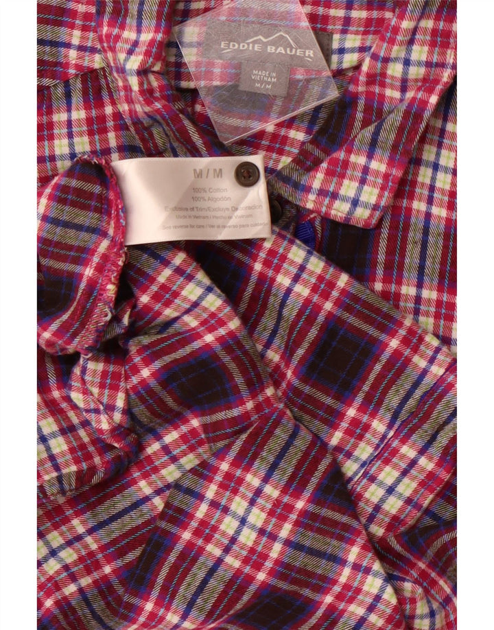 Camisa feminina de flanela EDDIE BAUER Reino Unido 12 algodão xadrez roxo médio