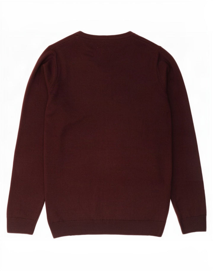 Suéter masculino Marks & Spencer com decote em V, pequeno caxemira marrom