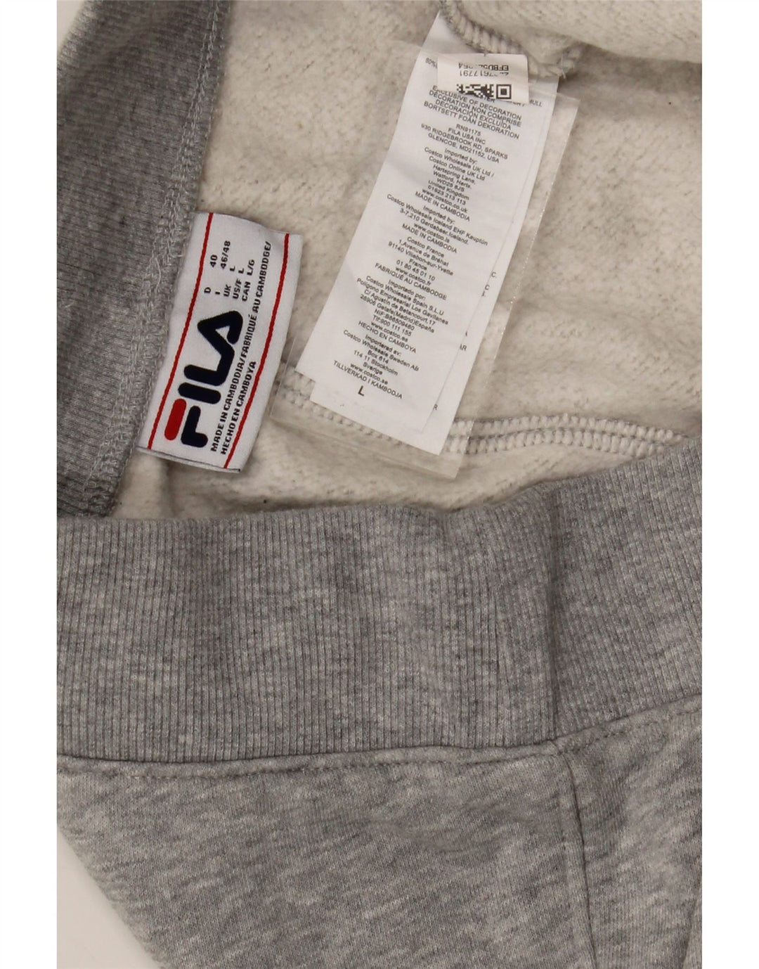Calça de treino masculina Fila joggers grande algodão manchado cinza