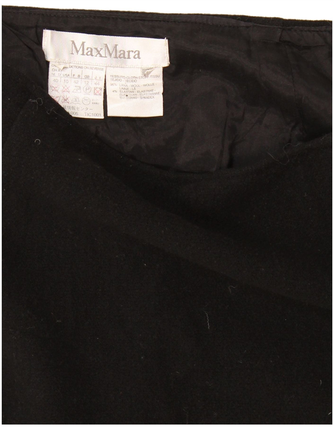 Saia reta feminina Max Mara Reino Unido 12 médio W28 lã preta