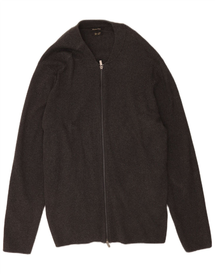 Suéter masculino Massimo Dutti com zíper completo XL algodão cinza