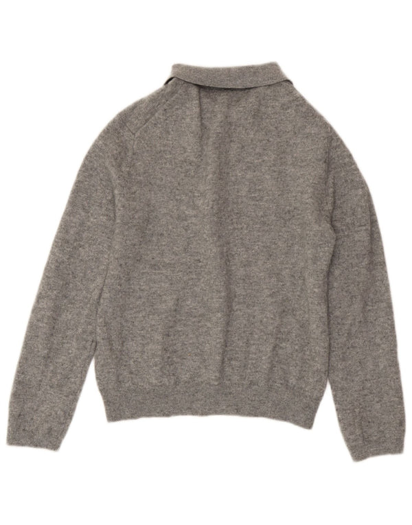 Zara Suéter feminino com gola polo e gola polo UK 18 XL lã manchada cinza