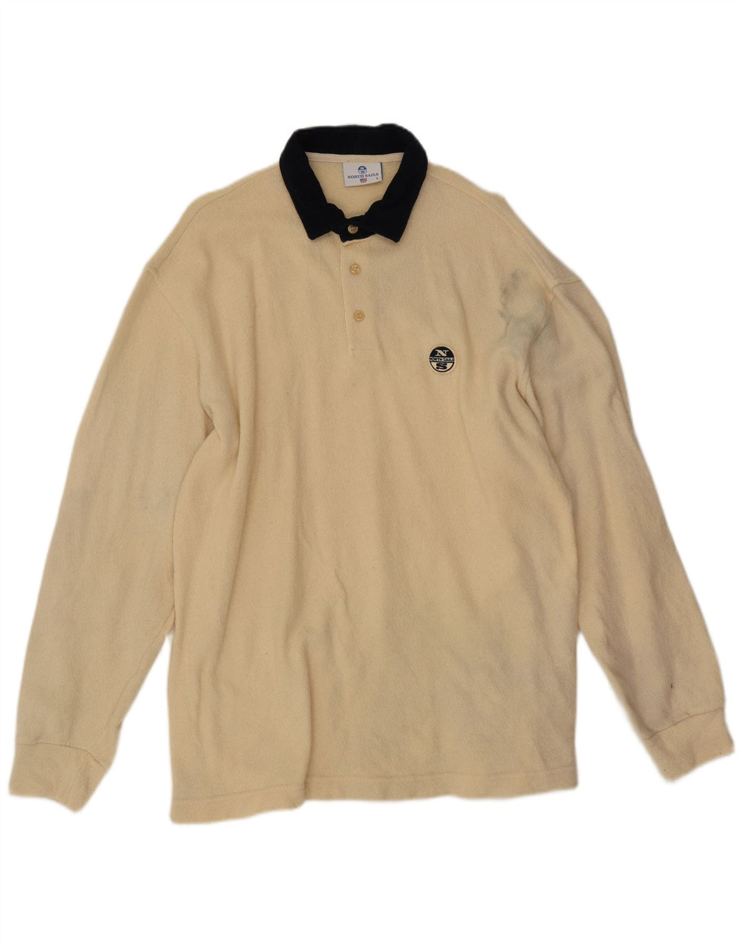 Suéter masculino North Sails com gola polo, grande lã colorblock bege