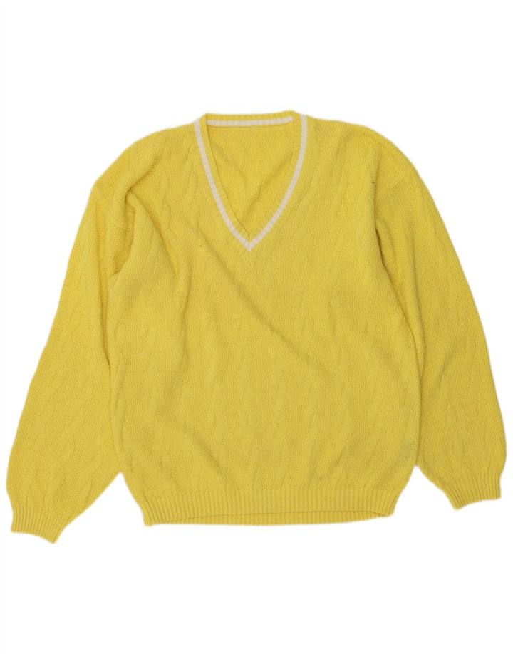 Suéter masculino vintage com decote em V IT 50/52 poliacrílico amarelo médio