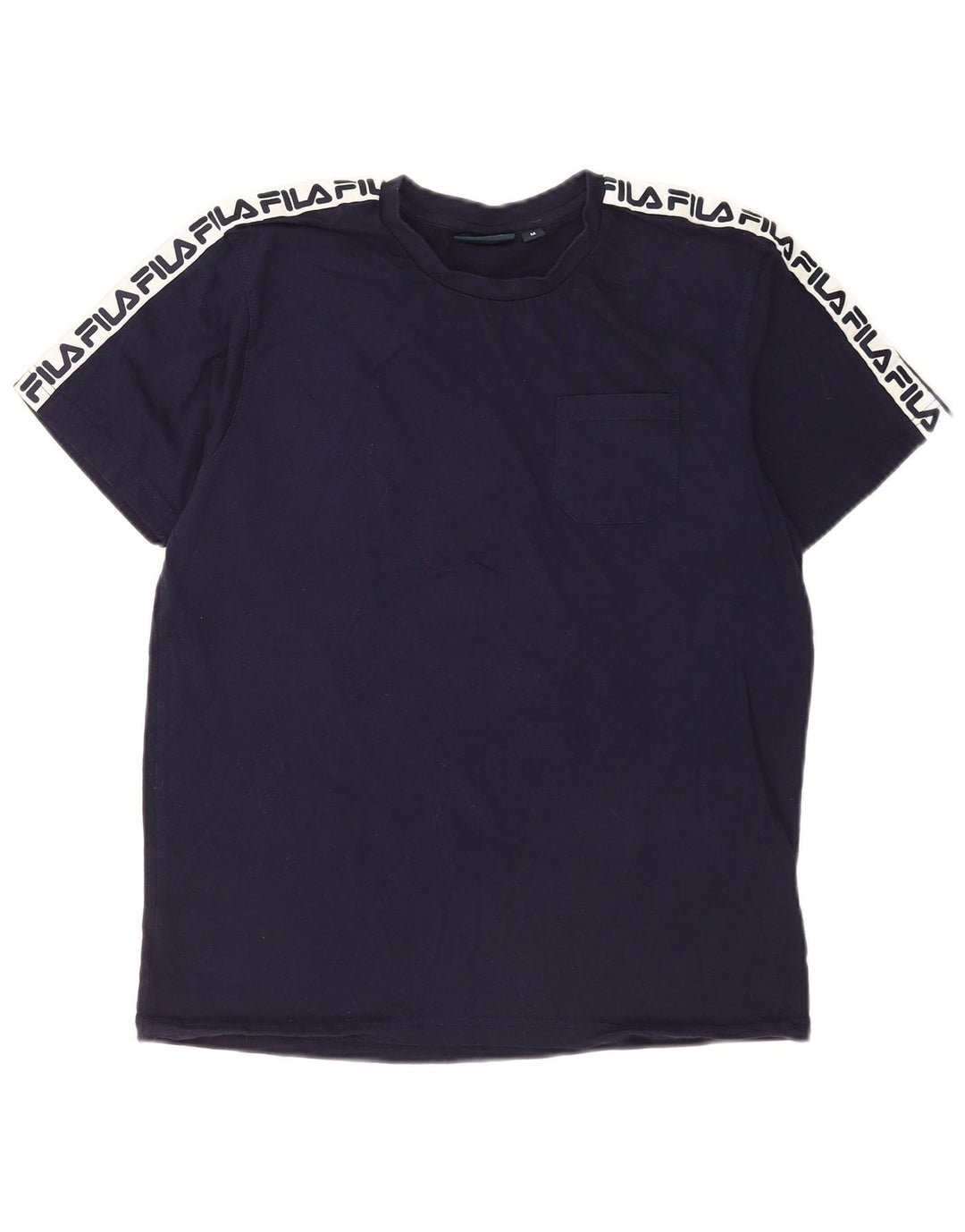 Camiseta masculina Fila Graphic Top médio azul marinho algodão colorblock
