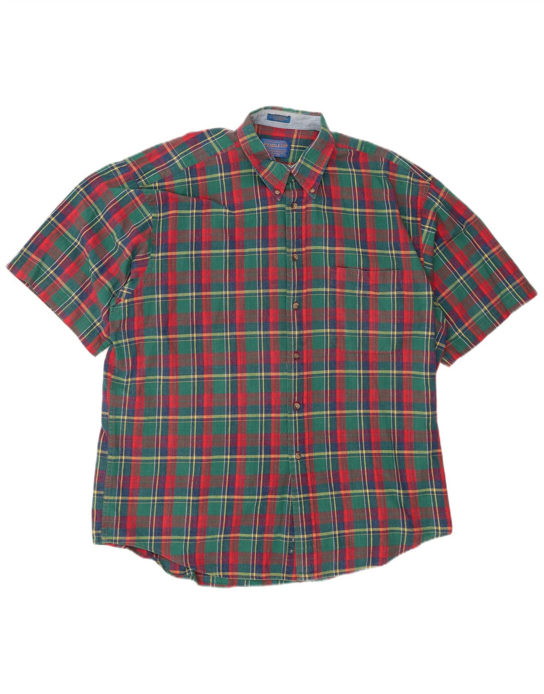 Camisa masculina de manga curta PENDLETON grande algodão xadrez multicolorido