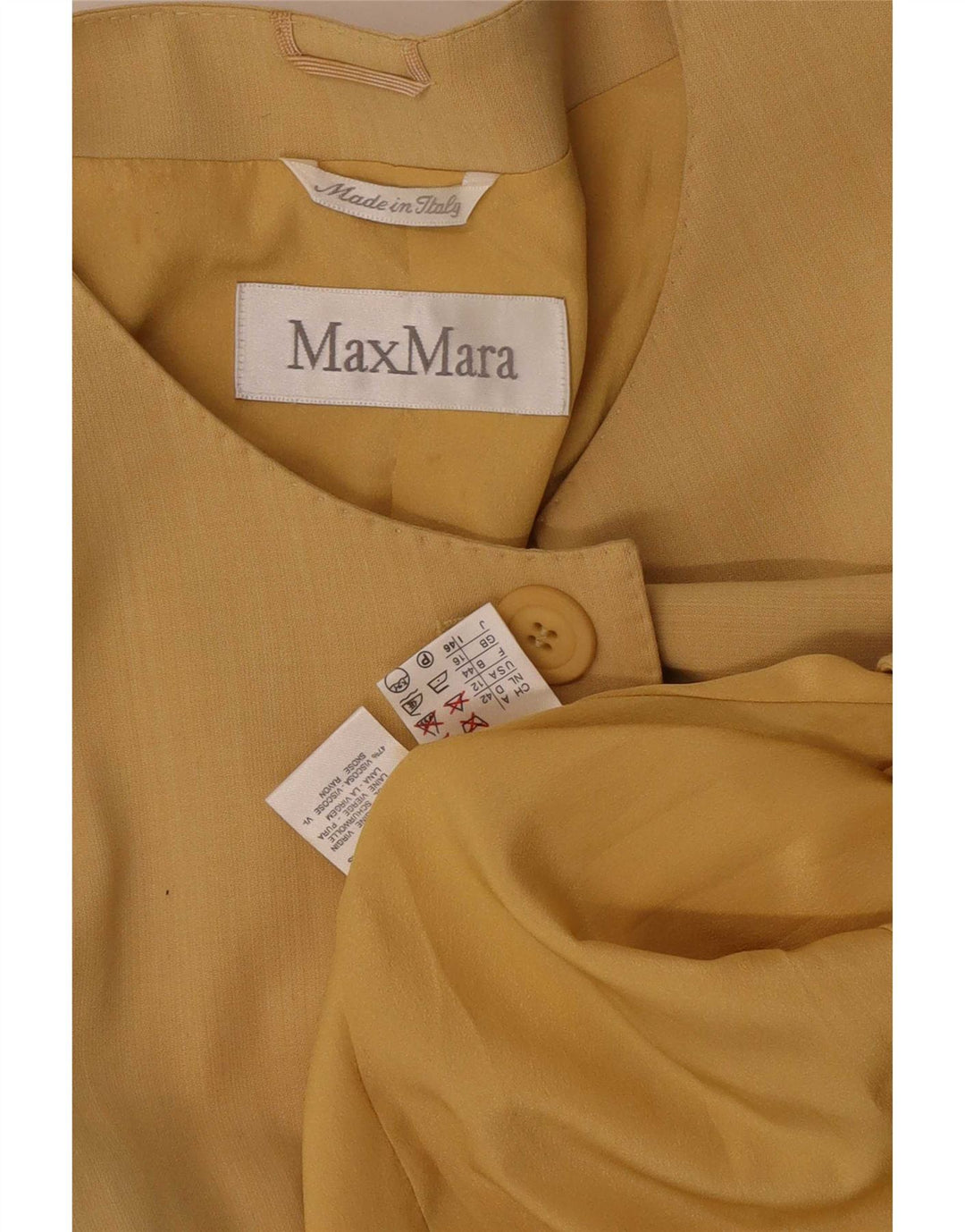 Jaqueta blazer feminina Max Mara Longline 1 botão Reino Unido 16 grande amarelo