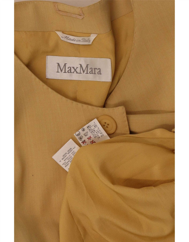 Jaqueta blazer feminina Max Mara Longline 1 botão Reino Unido 16 grande amarelo