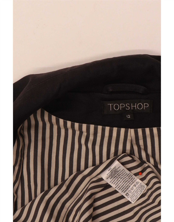Jaqueta blazer feminina Topshop com peito duplo Reino Unido 12 algodão preto médio