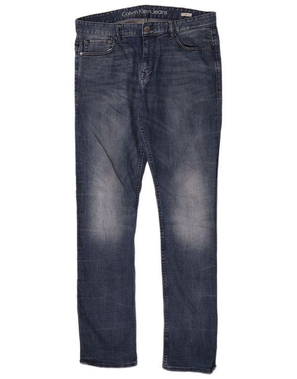Calvin Klein Masculino Slim Jeans W34 L34 Azul Algodão