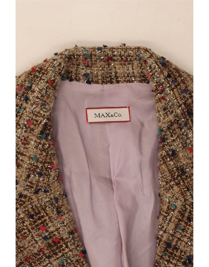 Jaqueta Blazer Feminina Max & Co. Reino Unido 10 Pequena Lã Bege Salpicada