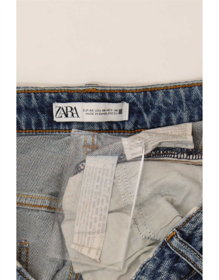 Zara Jeans feminino slim desgastado UE 40 médio W30 L28 algodão azul