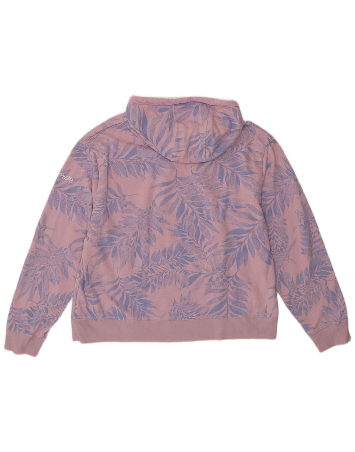 Suéter com capuz feminino COLUMBIA UK 18 XL rosa floral algodão