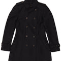 Trench Coat feminino Zara com peito duplo Reino Unido 10 pequeno poliéster azul marinho