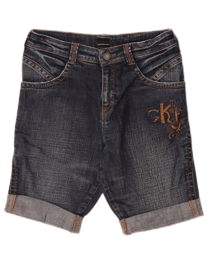 Shorts jeans feminino Calvin Klein W26 pequeno azul marinho