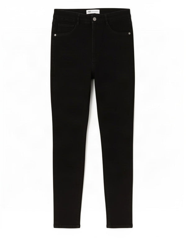 Calça jeans skinny feminina Zara cintura alta UE 38 pequena W28 L27 preta