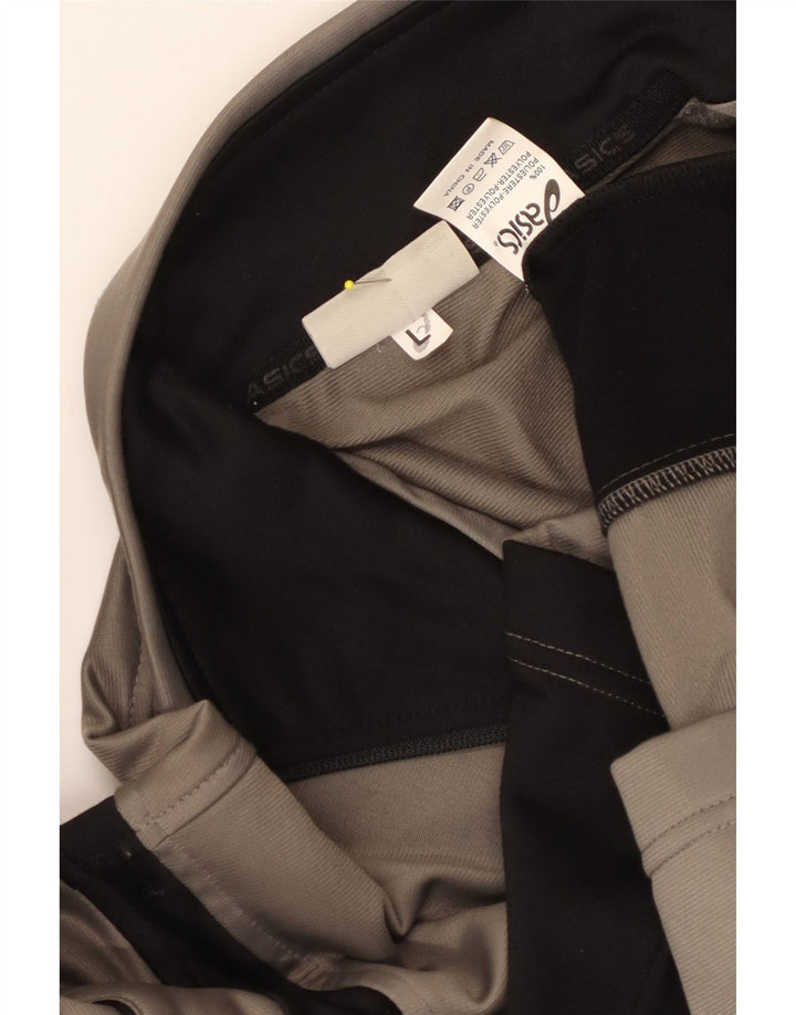 Asics Mens Tracksuit Top Jacket Grande Cinza Colourblock Poliéster