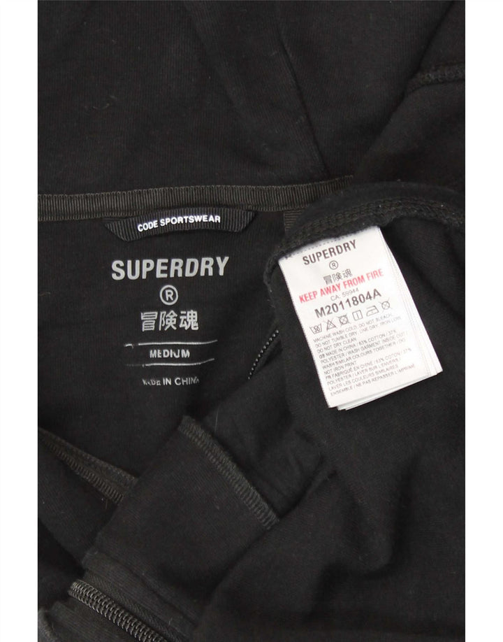 Suéter masculino Superdry com capuz e zíper médio preto algodão