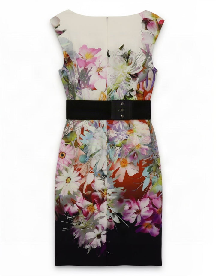 Vestido bainha feminino Phase Eight Reino Unido 14 médio floral multicolorido