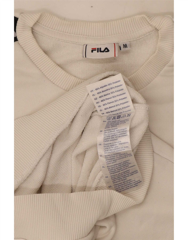 Fila moletom gráfico masculino jumper médio branco colorblock algodão