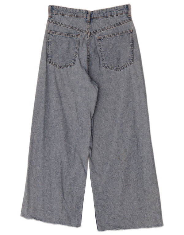 Zara Jeans feminino cintura alta com perna larga EU 36 XS W26 L25 algodão azul