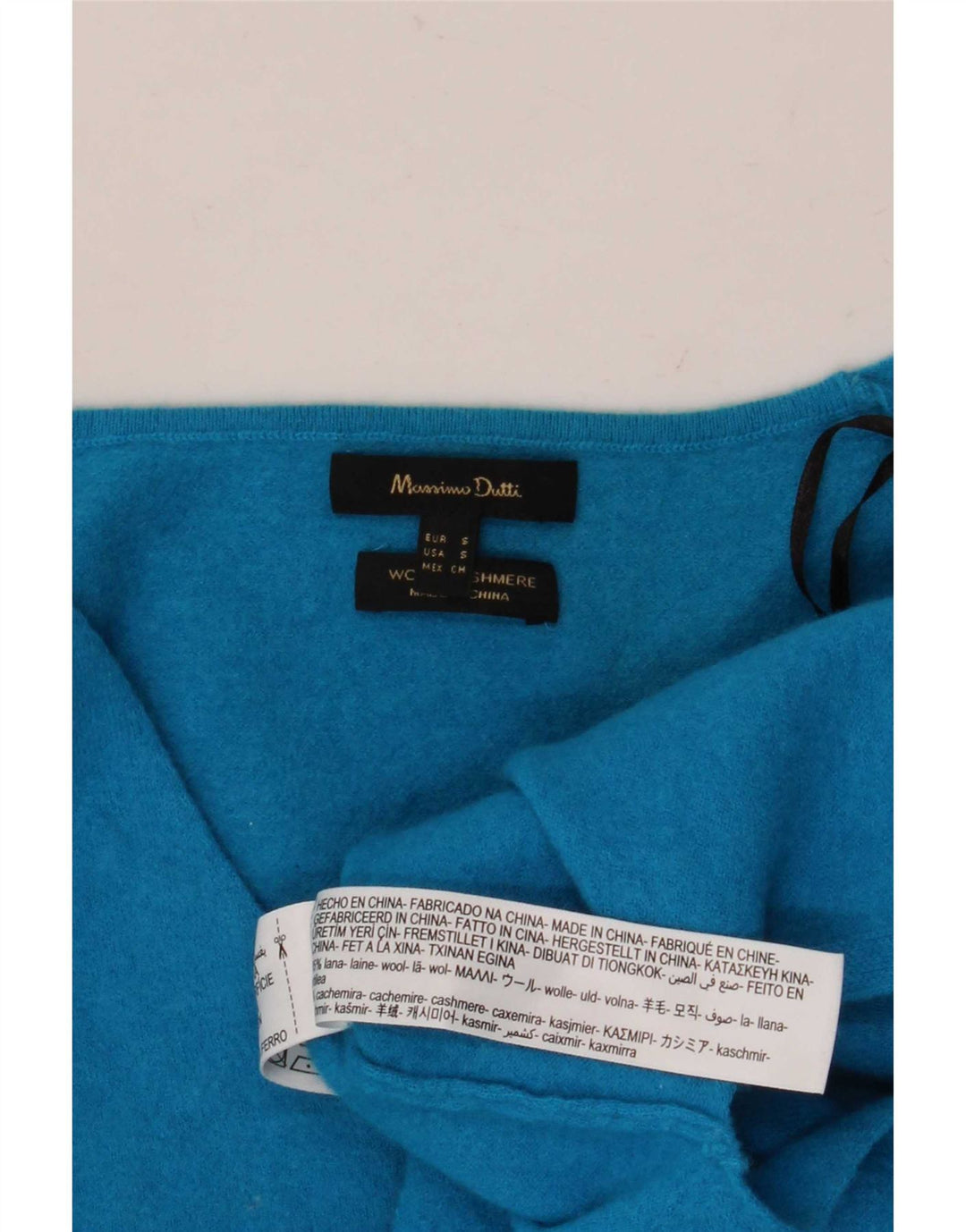 Suéter feminino Massimo Dutti cropped oversized com decote em V Reino Unido 10 pequeno azul