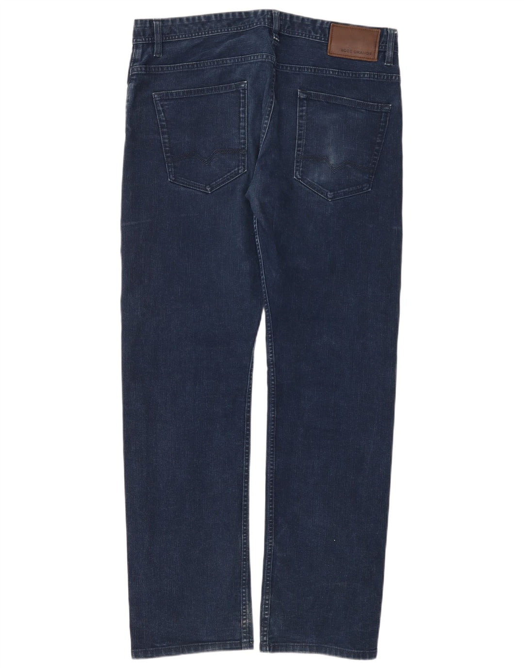 Hugo Boss Mens Straight Jeans W33 L32 Azul Marinho Algodão