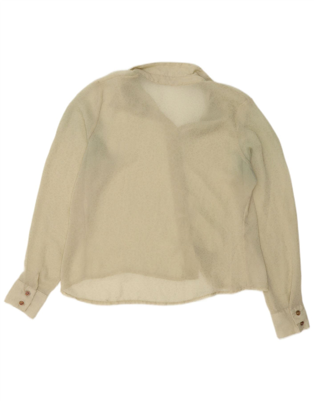 Camisa feminina vintage transparente Reino Unido 14 bege médio