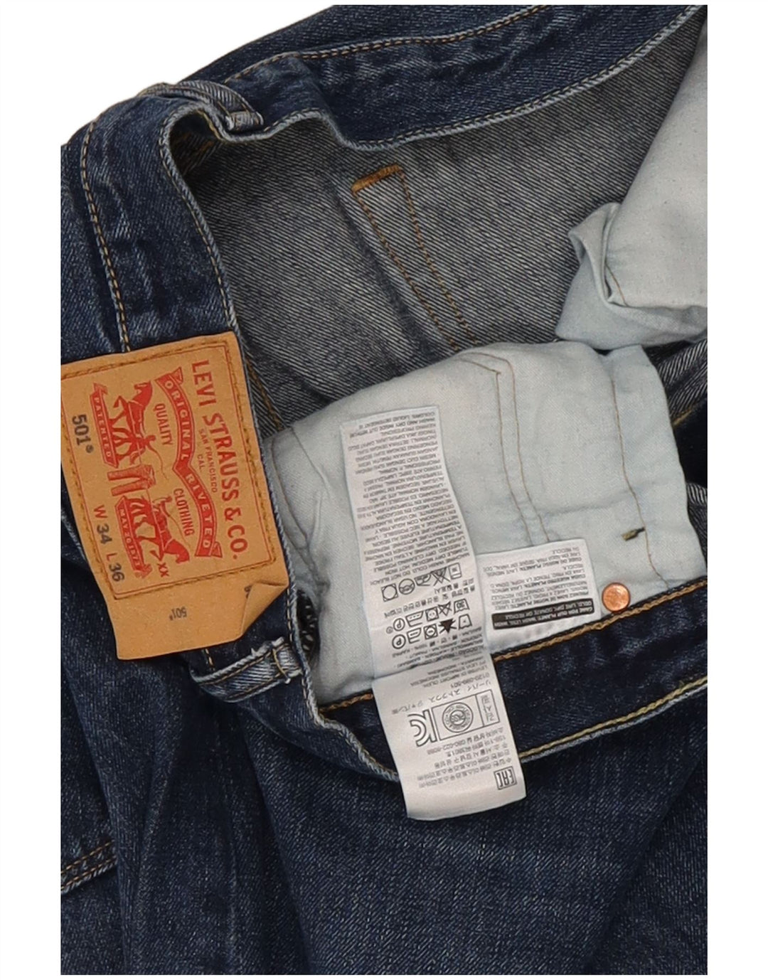 Levi's Masculino 501 Straight Jeans W34 L36 Azul Algodão
