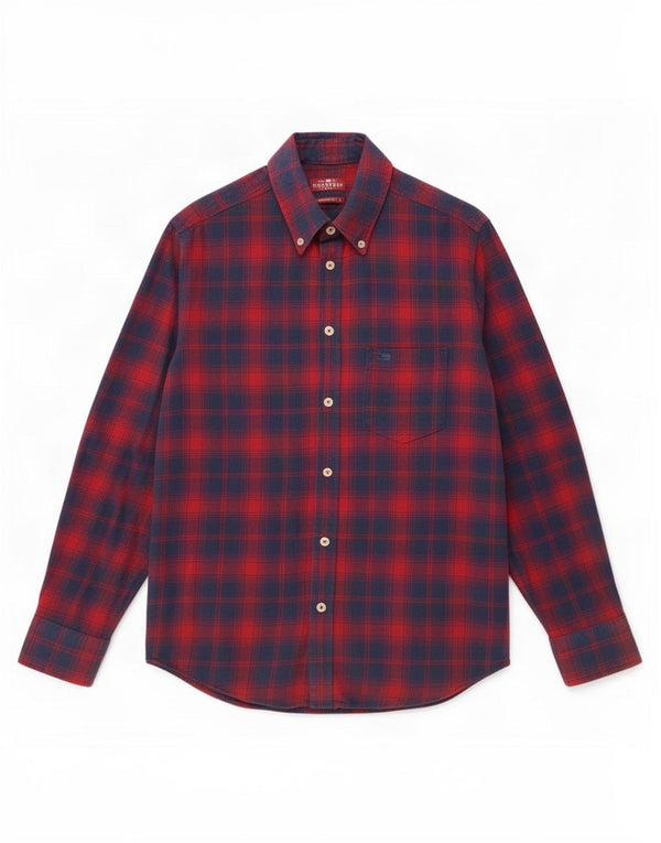 Camisa masculina de flanela Carrera Regular Fit médio vermelho xadrez algodão