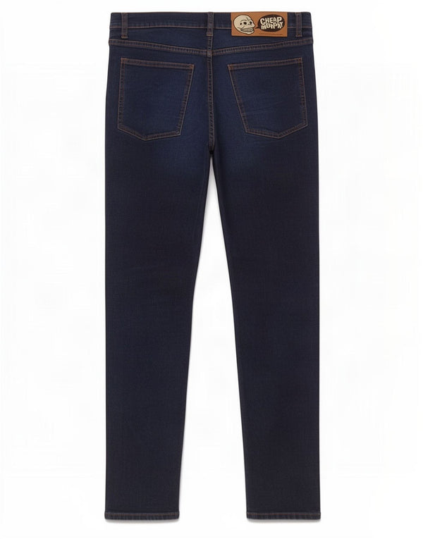 Barato segunda-feira Mens Slim Jeans W33 L34 Azul Marinho Algodão