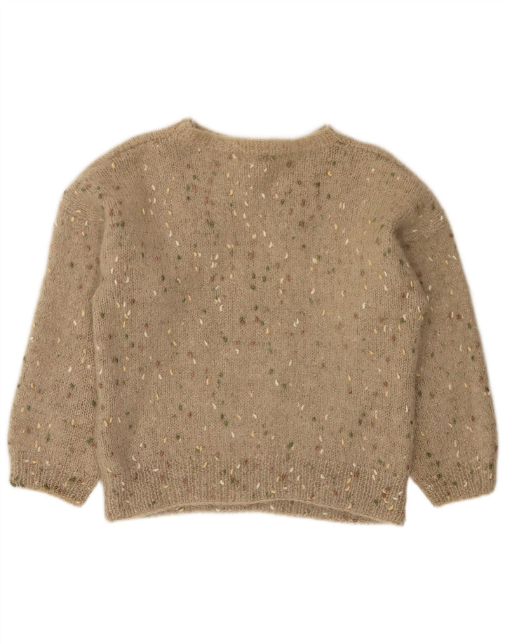 Suéter feminino vintage com gola canoa Reino Unido 12 Bege Médio Argyle/Diamante